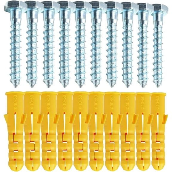 M10x50mm Heavy Duty Masonry Brick Wall Fixing Plug + Coach Screw Zinc Plated,Strong Nylon Wall Plug Steel Bolt KIt For Tv Bracket Aerial Mast Sky Dishes Shelves Mounting (10)