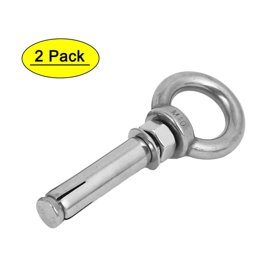 M10x60mm Ring Lifting Expansion Anchor Eyebolt 2 Pack Bolts Ceiling Hook Heavy Duty Fastener 304 Stainless Steel Concrete Brick Wall