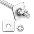 thumbnail image 1 of M10x90mm Fully Threaded Rod, 1Set 304 Stainless Steel Threaded Rods Bar Studs Right Hand Threads with Nut Square Washer for Structural Anchoring Fastening Screw, 1 of 7