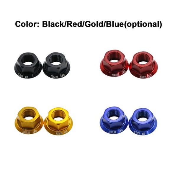 M10xP1.0 Axle Nut Hub 2pcs Wheel Hub Axle Nuts 7075 Aluminum Alloy M10xP1.0 Bolt Screw Nut for Front and Rear Bike Wheel