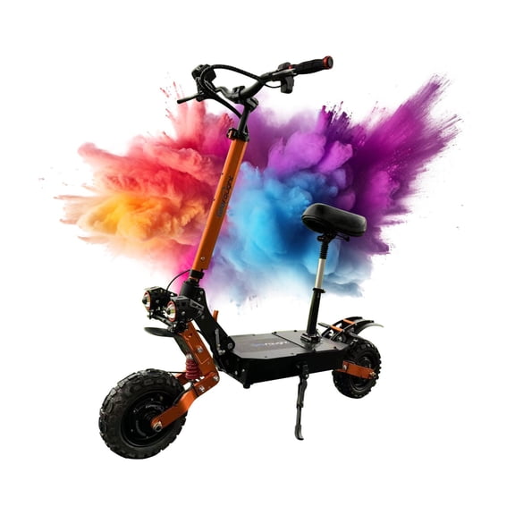M11 60V 6000W Foldable Electric Scooter With Seat For Adults, Dual Motor Up to 50MPH, 11inch Off Road Tire, 30AH Battery Max Range 49Mile