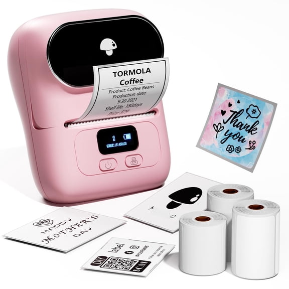 M110 Label Maker Machine- With 3 For Business Labeling  Barcode Office Cable Retail Fonts Choose Icons Templates Pink