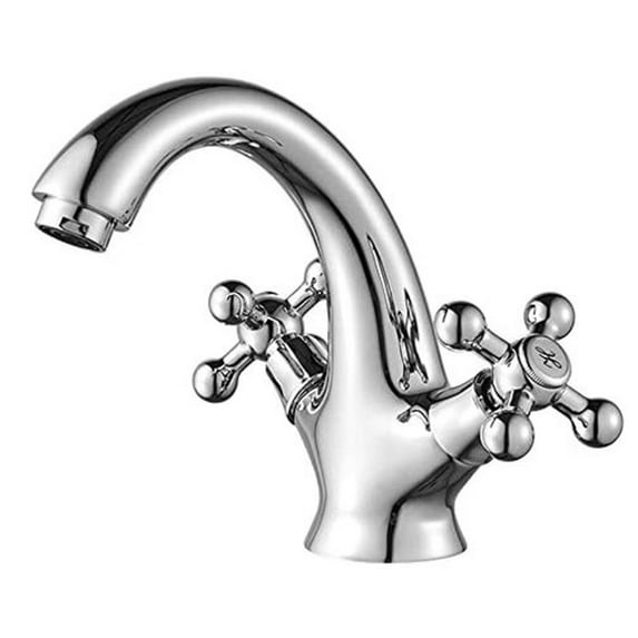 M11052 Lucca, Retro Sink Faucet, Vintage Bathroom Mixer, Chrome Plated, Silver & M20502 Bathroom Dump, Pop Up Sink Plug, Chrome Plated, Silver
