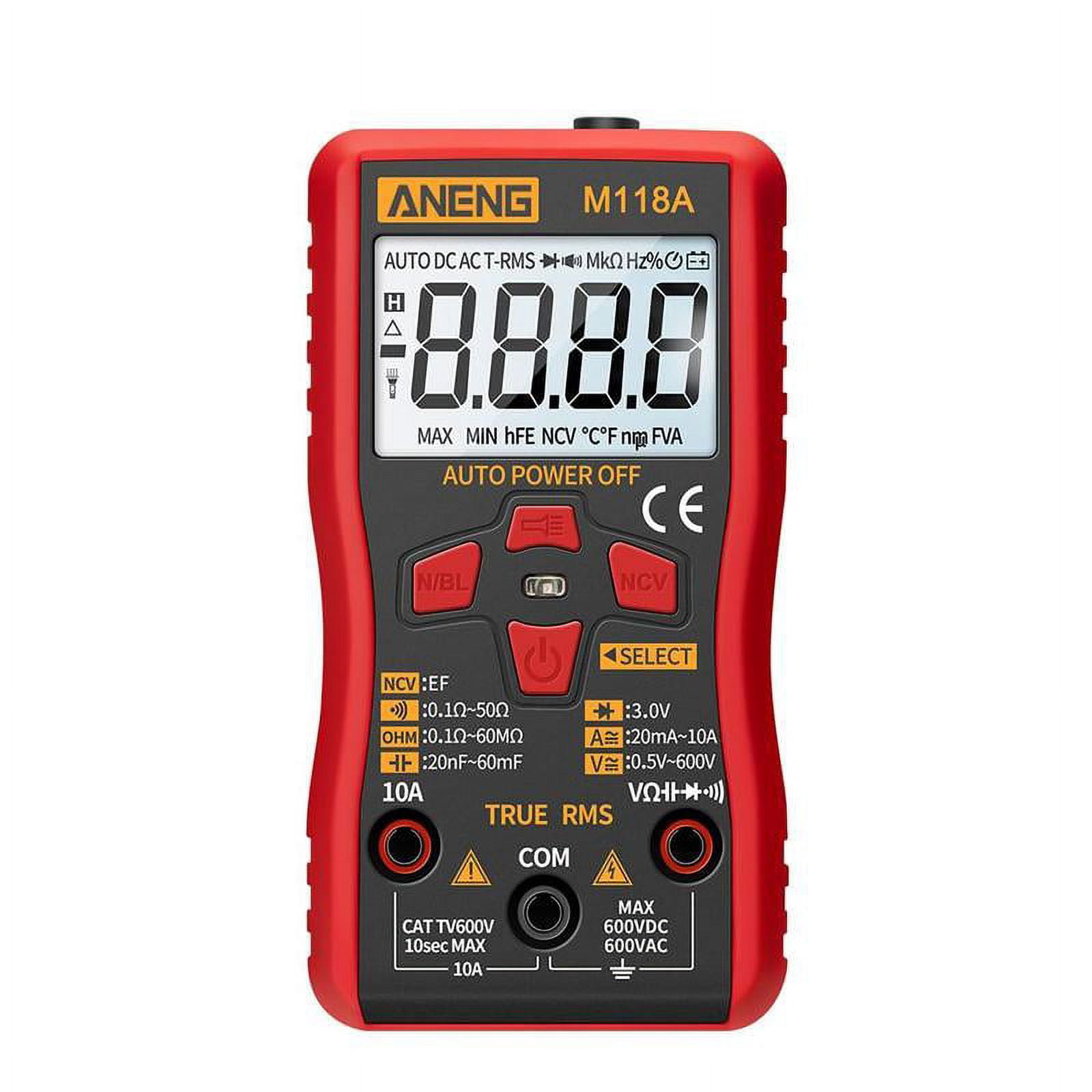 "M118a Digitale Mini Multimeter Tester Auto Mimultimeter True Rms Tranistor Meter Met Ncv Data Hold 6000 Telt "