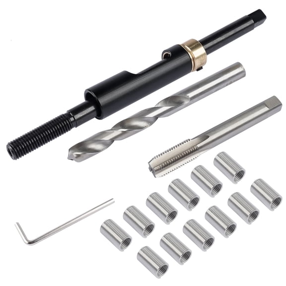 M11x1.5 Metric Head Bolt Thread Repair Kit for Engine Cylinder Head, Replacement for Honda Toyota Hyundai KIA Nissan, OEM 35119S, Includes Drill, Counterbore & 12 Bolts