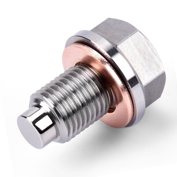M12*1.25 Stainless Steel Engine Magnetic Oil Drain Plug with Neodymium Magnet Magnetic Oil Pan Plug with Copper Gasket Fit For For Toyota, Lexus, Nissan