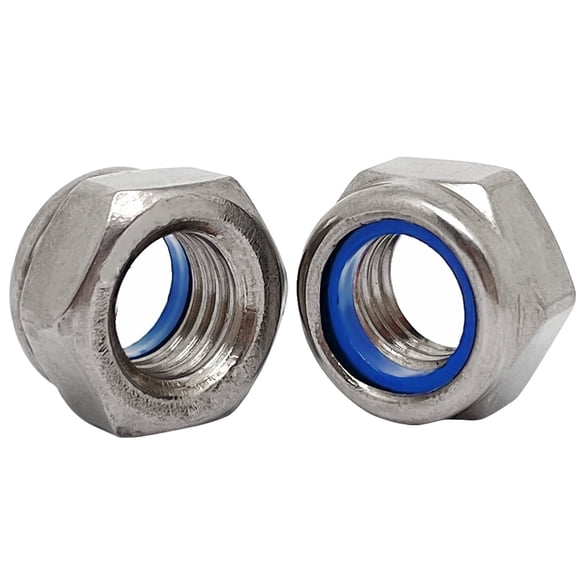 M12-1.75mm Pitch 304 Stainless Steel Left Hand Thread Hex Lock Nut-5pcs
