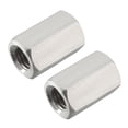 thumbnail image 1 of M12 30mm Length 304 Stainless Steel Metric Hex Coupling Nut, 2-Pack, 1 of 3
