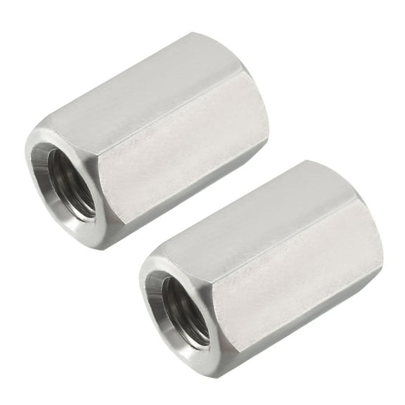 M12 30mm Length 304 Stainless Steel Metric Hex Coupling Nut, 2-Pack