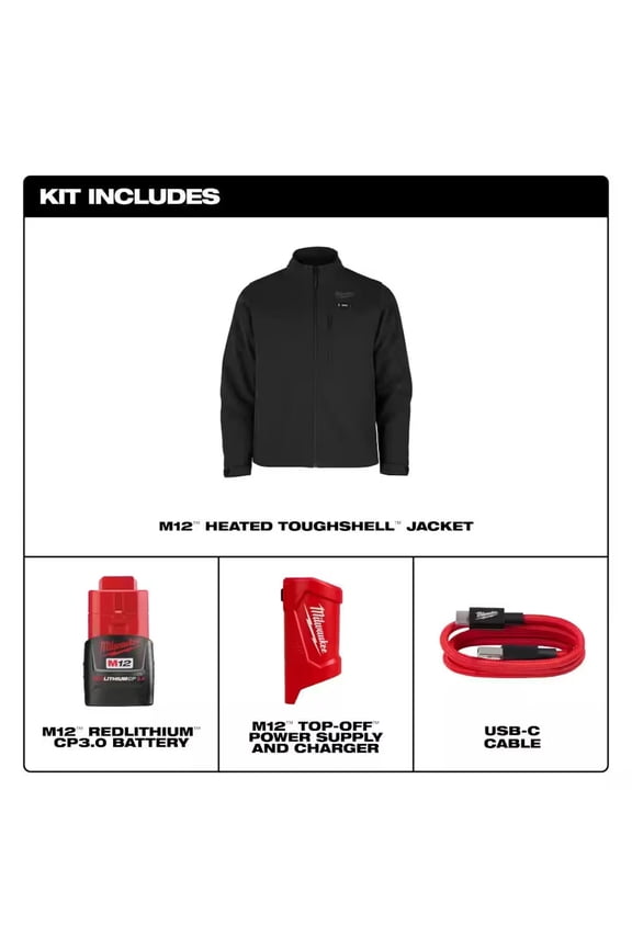 Tool M12 Heated TOUGHSHELL Jacket Kit, Black, 3X