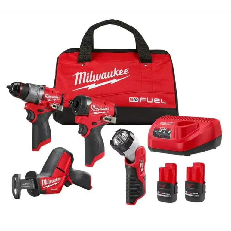 M12 12-Volt Lithium-Ion Cordless Combo Tool Kit (4-Tool) with (3) 1.5Ah Batteries, (1) Charger, (1) Tool Bag M12 12-Volt Lithium-Ion Cordless Combo Tool Kit (4-Tool) with (3) 1.5Ah Batteries, (1) Charger, (1) Tool Bag