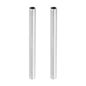 M12 Lamp Pipe Nipple 100mm Thread Light Pipe Fitting Iron 2 Pcs - Downrods Nipples Anti-Rust for DIY Ceiling Lamp Part Hardware Replacement Chandelier Assembly, Silver