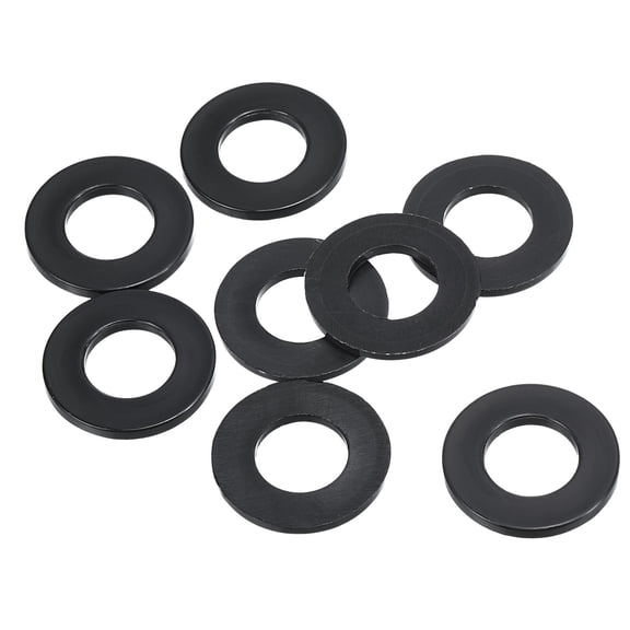 M12 Nylon Flat Washer, 8 Pack 12mm ID 24mm OD Sealing Spacer Gasket Ring for Faucet Pipe Fastener Bolt, Black