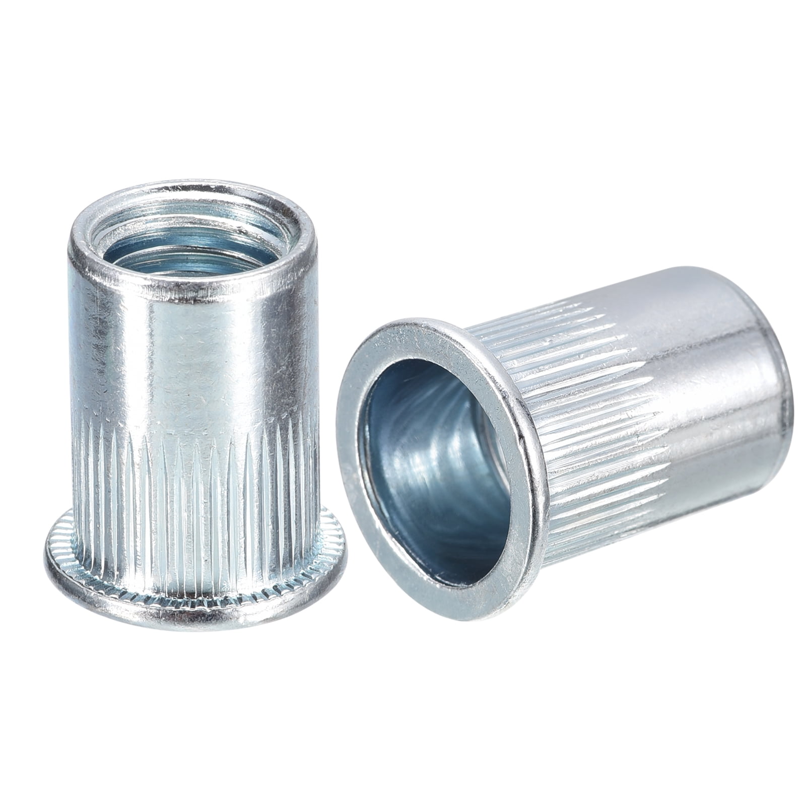 M12 Rivet Nuts, 50 Pack Zinc Plated Carbon Steel Knurled Flat Head Threaded Insert Nuts