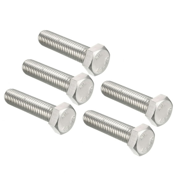 M12 Thread 50mm 304 Stainless Steel Hex Head Screws Bolts 5 pcs