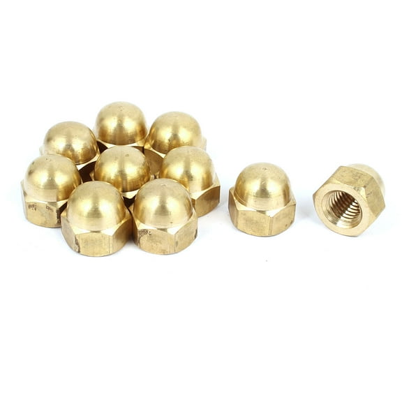 M12 Thread Dia Dome Head Brass Cap Acorn Hex Nuts 10Pcs