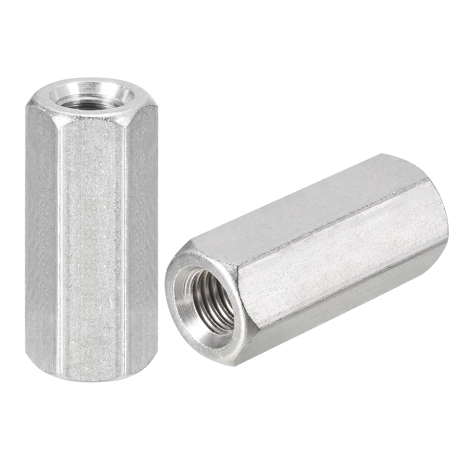 M12 x 1.75Pitch 45mm Length Coupling Nuts, 2 Pack 304 Stainless Steel