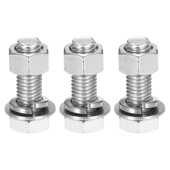 M12 x 35mm 304 Stainless Steel Hex Head Screws Bolts, Nuts, Flat & Lock Washers Assortment Kit, 3 Sets