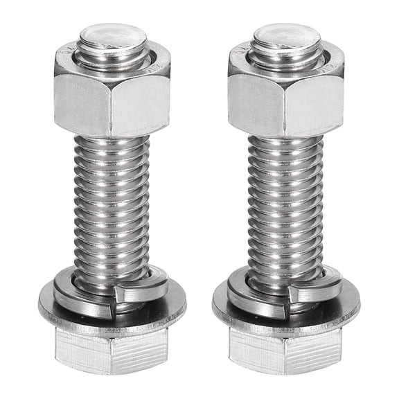M12 x 50mm 304 Stainless Steel Hex Head Screws Bolts, Nuts, Flat & Lock Washers Assortment Kit, 2 Sets