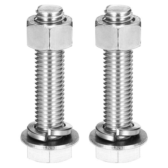 M12 x 55mm 304 Stainless Steel Hex Head Screws Bolts, Nuts, Flat & Lock Washers Assortment Kit, 2 Sets
