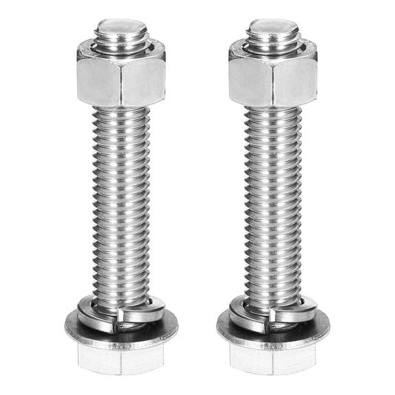 M12 x 65mm 304 Stainless Steel Hex Head Screws Bolts, Nuts, Flat & Lock Washers Assortment Kit, 2 Sets