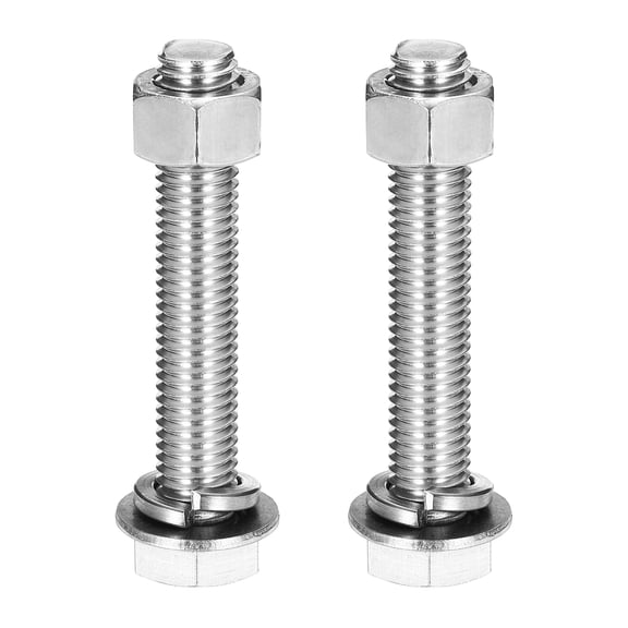 M12 x 70mm 304 Stainless Steel Hex Head Screws Bolts, Nuts, Flat & Lock Washers Assortment Kit, 2 Sets
