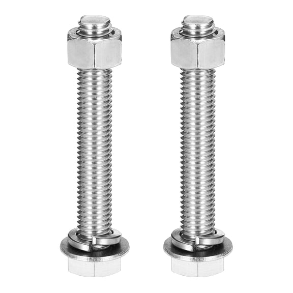 M12 x 80mm 304 Stainless Steel Hex Head Screws Bolts, Nuts, Flat & Lock Washers Assortment Kit, 2 Sets