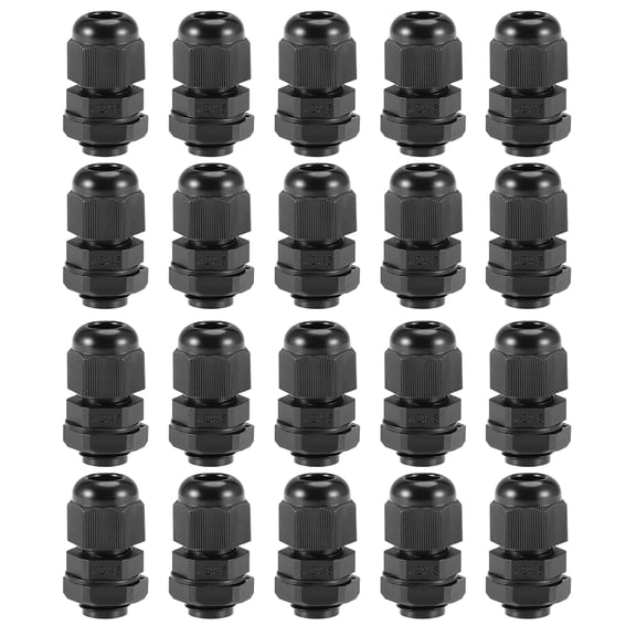 Uxcell M12x1.5 Cable Gland 2mm-5mm Wire Hole Waterproof Nylon Joint Adjustable Locknut with Washer Black 20 Pieces