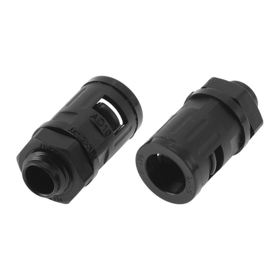 M12x1.5 Cable Glands 10mm / 0.39" Bellows Quick Connector Straight PA6 Nylon Black 2 Pcs