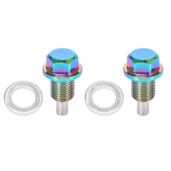 M12x1.5 Multicolor Magnetic Oil Drain Plug Sump Pan Drain Nut Bolt Screw With Gaskets For Universal Car 2 Set