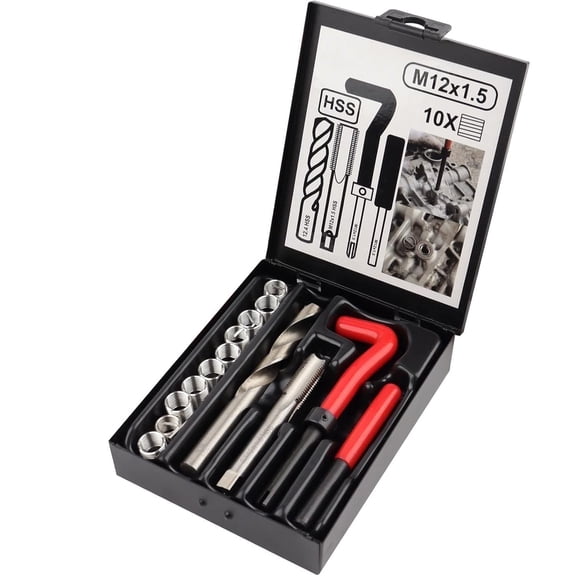 OFEFE M12x1.5 Thread Repair Kit,Rethreading tool Kit,Thread Inserts for Metal,HSS Drill Helicoil Repair Metric