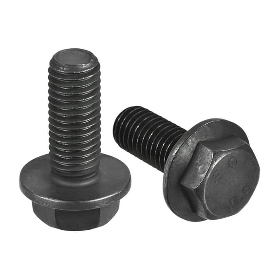 M12x30mm Hex Flange Bolts, 6 Pack 10.9 Grade Carbon Steel Hexagon Head Screws