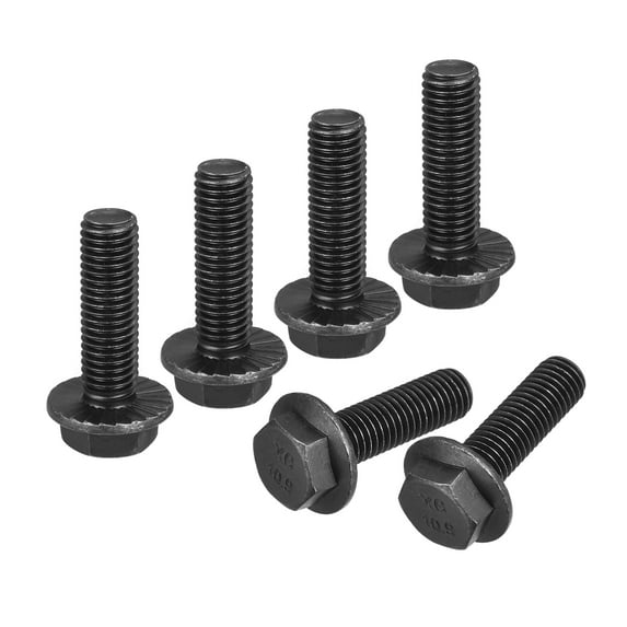 M12x40mm Hex Serrated Flange Bolts 10.9 Grade Carbon Steel Screws 6 Pack