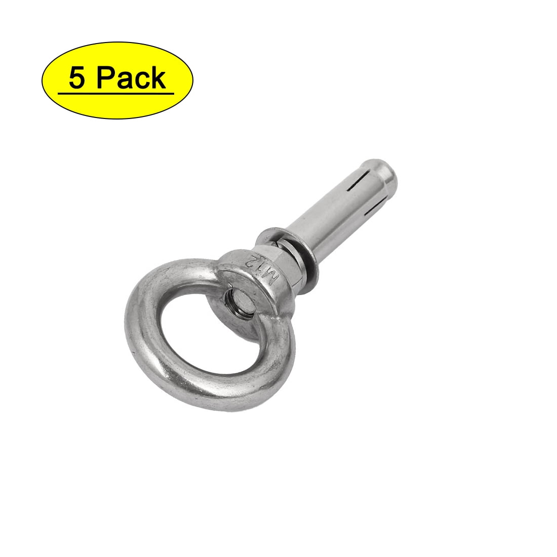 M12x80mm 304 Stainless Steel Ring Lifting Expansion Hook Bolt Screw 5pcs