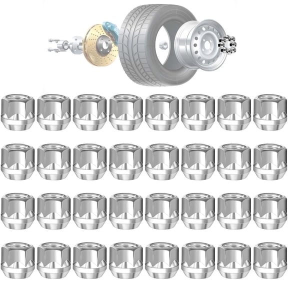 M141.5 Open-End Lug Nuts with 60 Degre Conical Seat,Galvanized, 3/4" Hex (0.83" Length x 0.87" Width) Replacement for Che-vy Silverado Tahoe,RAM 2500 3500,F-ord F250 Aftermarket Wheel Lug Nut, 32PCS