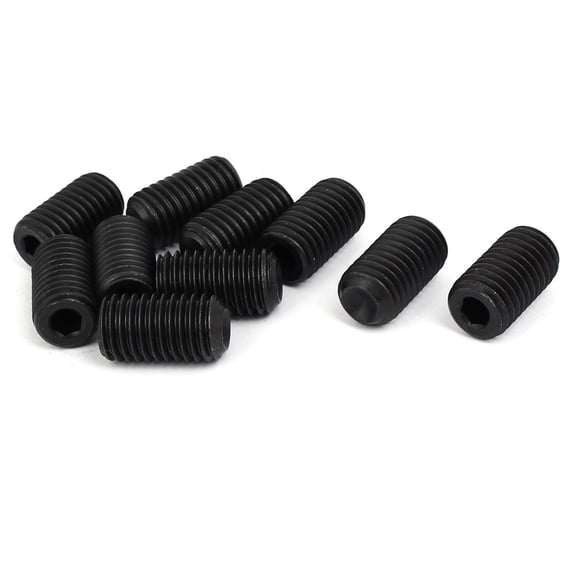 M14 Dia 25mm Length Head Hex Socket Cup Point Grub Screw Black DIN916 10pcs