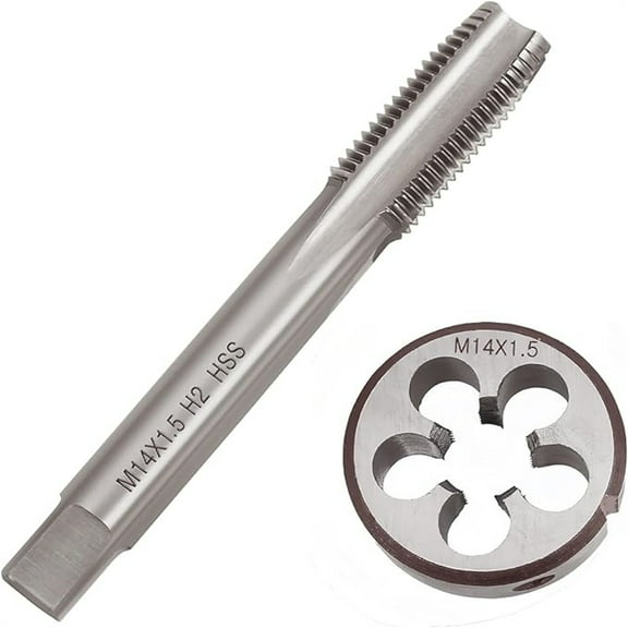 M14 x 1.5 Metric Thread Tap and Die Set, M14 x 1.5mm High-speed Steel Machine Tap Die Set Right Hand Tap and Round Thread Die