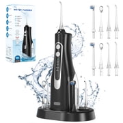 Cshidworld Water Flosser, Cordless Teeth Pick 4 Modes & 8 Jet Tips, Rechargeable Oral Irrigator IPX7 Waterproof, Deep Cleaning Flossing Picks with Wireless Charge Base