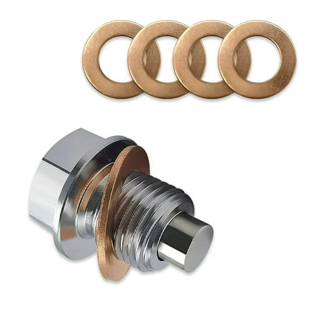 M14x1.5 Oil Drain Plug Stainless Steel with 5 Copper Washer Gaskets,Heavy Duty Oil Plug Anti Leakage Replacement