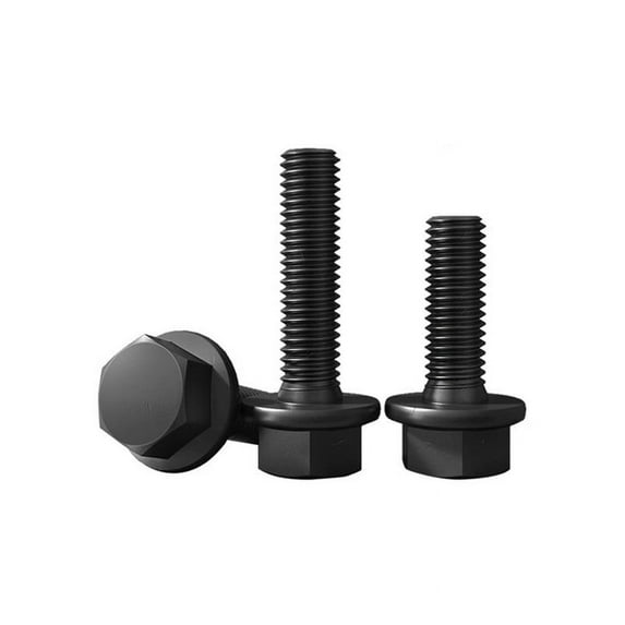M14x50 (2pcs) Flange Hex Head Bolts Screws, Class 10.9 heavy black hexagonal flange screws ,Hex Head Bolts Screws,Full tooth thread