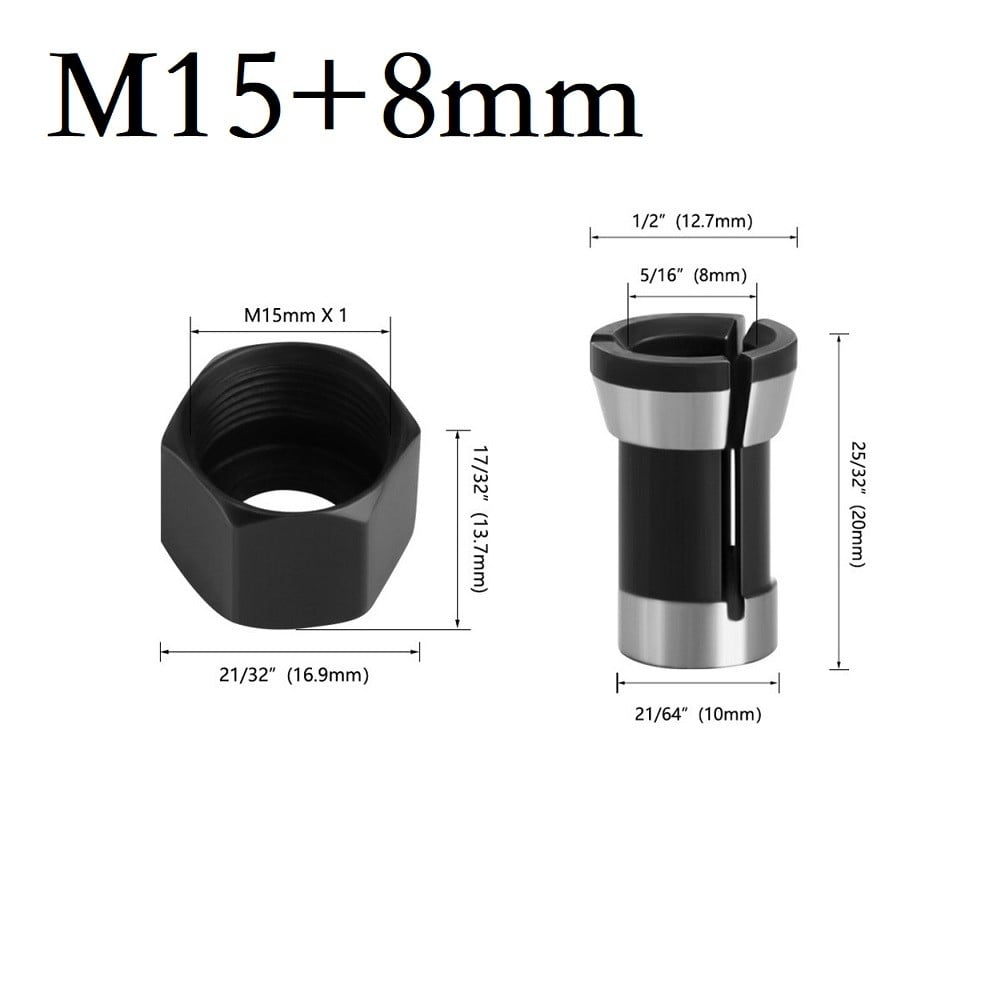 M15 Screw Nut Electric Router Milling Cutter 6Mm 8Mm Collet Chuck ...