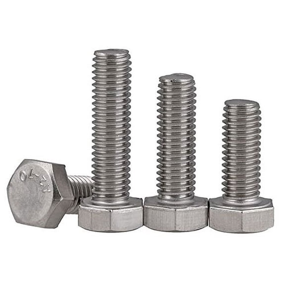 M16-2.0 x 160mm Hex Head Cap Screws, Stainless Steel A2, Plain Finish (Quantity: 10 pcs) - Coarse Thread Metric, Fully Threaded, Length: 160mm Metric, Thread Size: M16 Metric$$Hardware