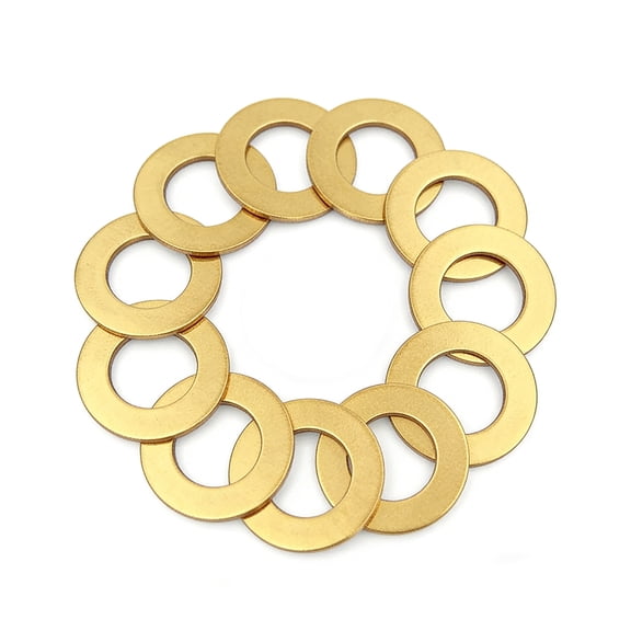 M16 Brass Flat Washer, 10 Pcs Brass Ring Flat Washers 30mm OD 2mm Thick Metal Sealing Gasket Ring for Bolts Screws Machinery Repair, Outdoor Construction