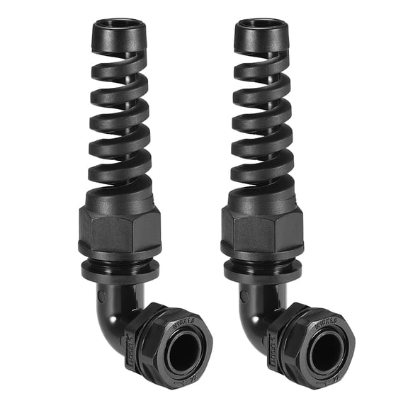 M16 Cable Gland 90 Degree Waterproof Nylon Joint Adjustable Locknut with Strain Relief for 6mm-10mm Dia Cable , 2 Pcs