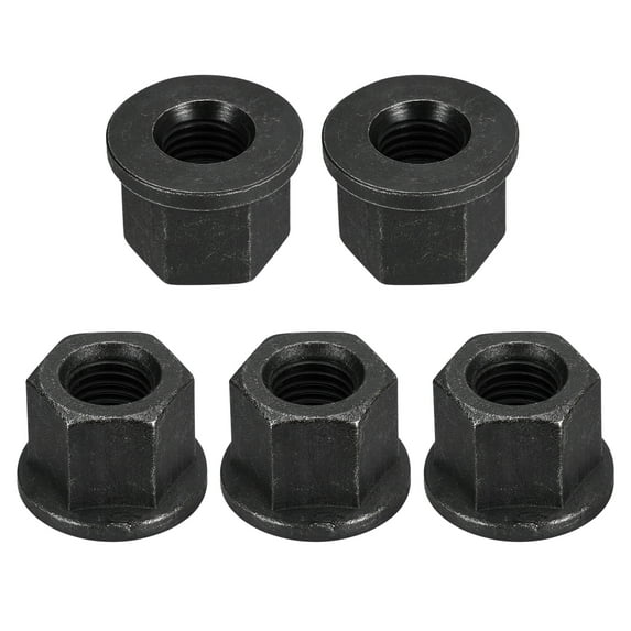 M16 Flange Hex Nuts, 5 Pack Grade 8.8 Carbon Steel Black Oxide Finished Hex Flange Nuts for Machinery