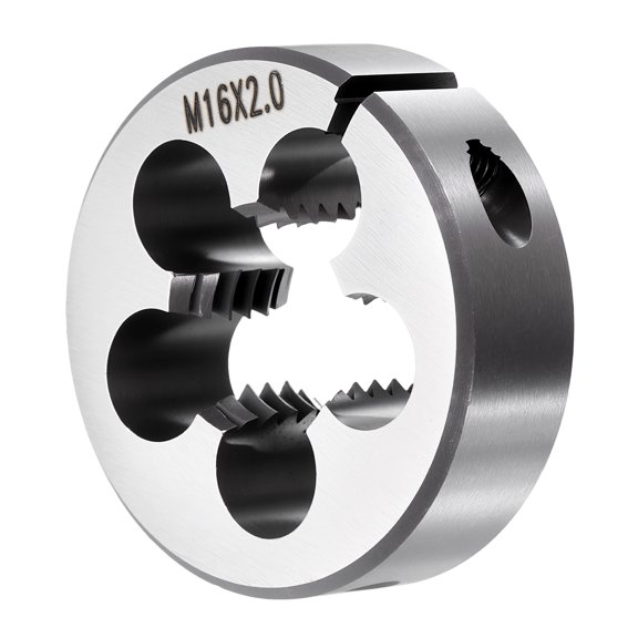 M16 x 2mm Round Threading Die, Metric Right Hand Alloy Steel Machine Thread, Adjustable Repair Screw Cutting Tool for Mild Steel, Copper, Aluminum
