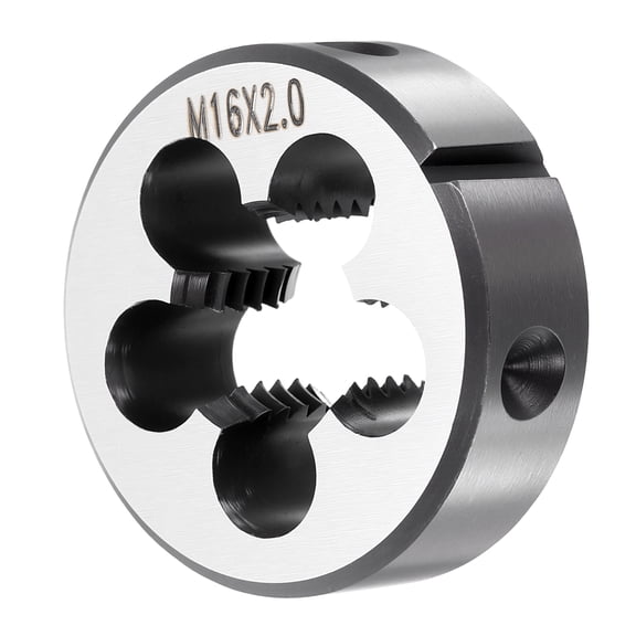 M16 x 2mm Round Threading Die, Metric Right Hand Alloy Steel Machine Thread, Non-Adjustable Repair Screw Cutting Tool for Mild Steel, Copper, Aluminum