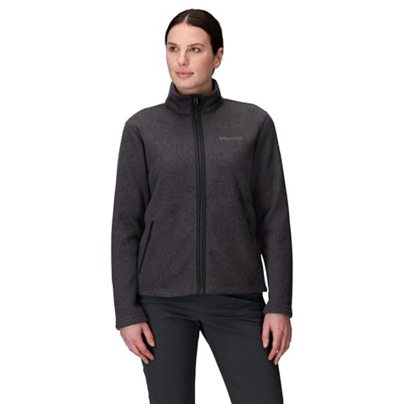 M16250 MARMOT WOMEN'S DROP LINE FLEECE FULL-ZIP JACKET SIZE S BLACK HEATHER