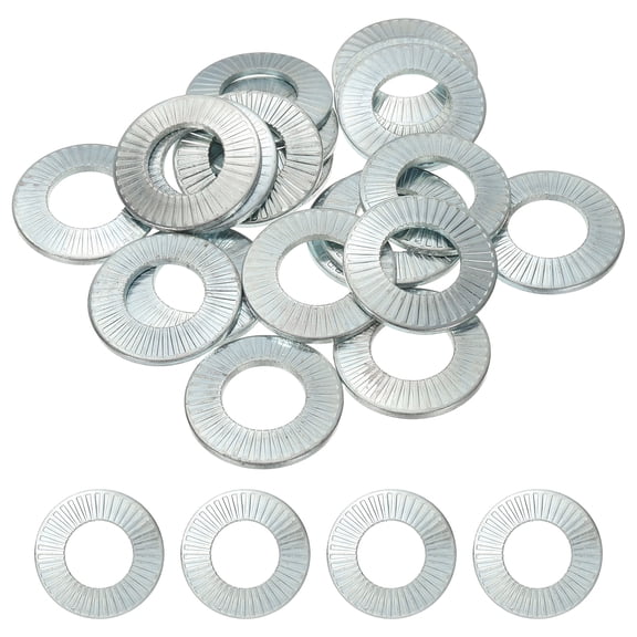 Uxcell Flat Washers Steel Belleville Spring Disc Washer White Zinc Plating M16 x 1.26'' x 0.08'' 20 Pcs