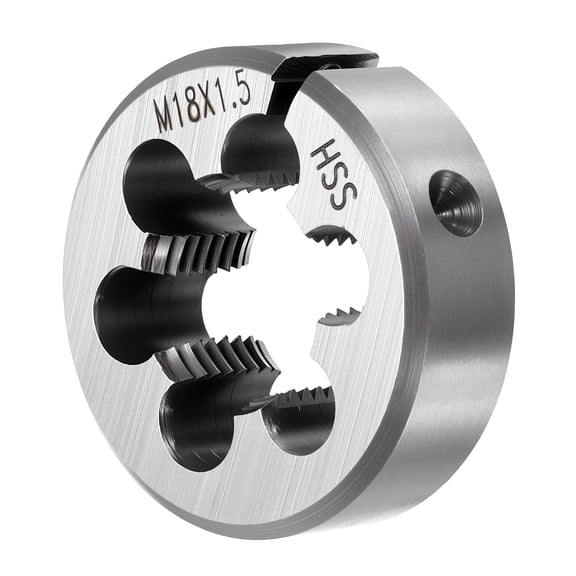 M18 x 1.5mm Round Threading Die, Right Hand High-Speed Steel Machine Thread Threading Die, Adjustable Thread Repair Tool for Stainless Steel, Alloy Metal - 1 Pack